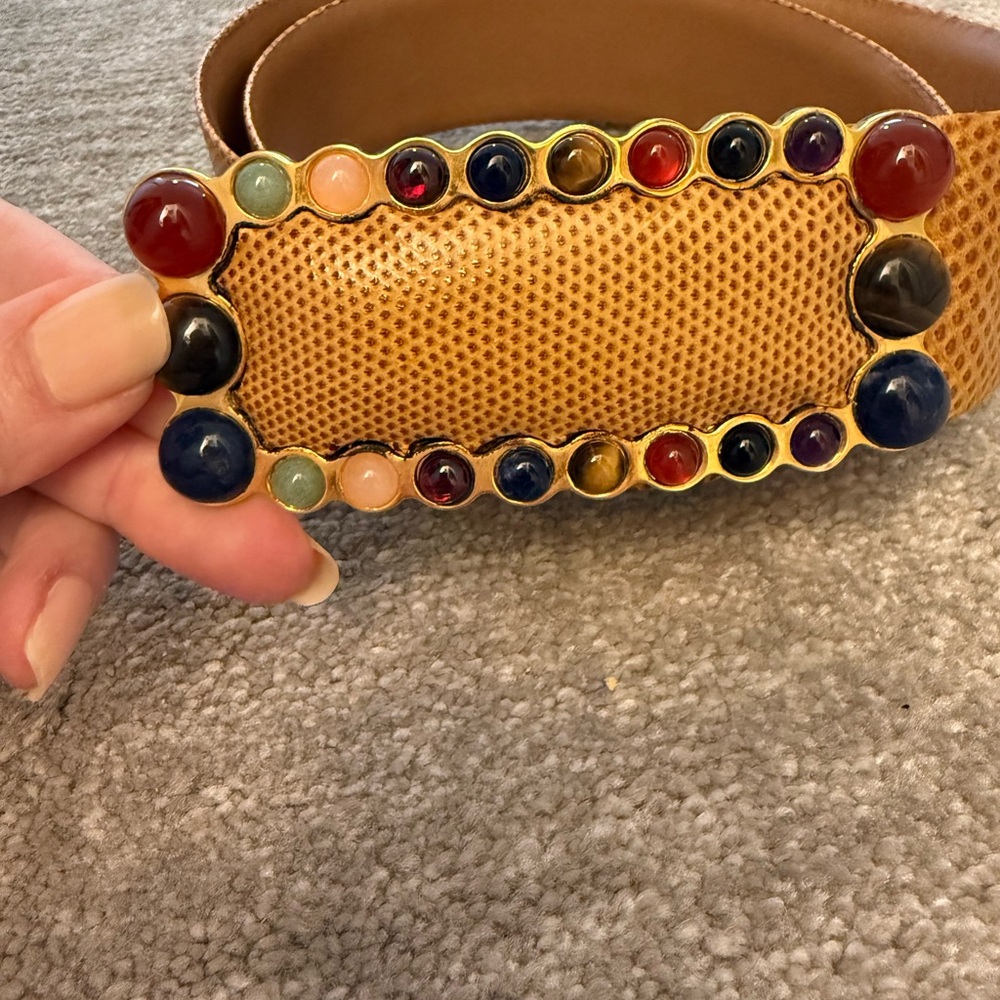 Judith Leiber Tan Leather Belt